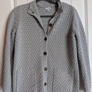 J Jill Grey Button Waffle Weave Cardigan